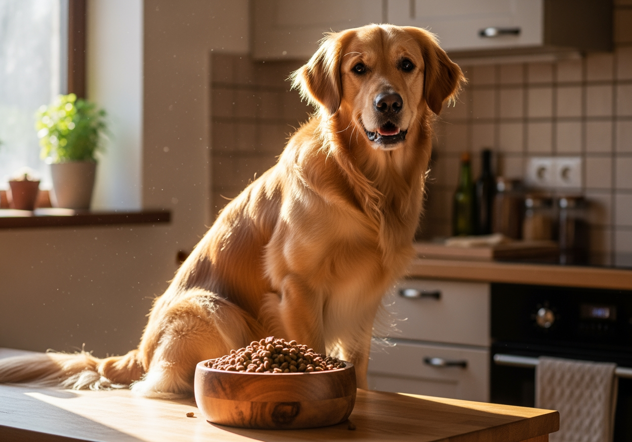 A happy dog with the right food matched to its needs