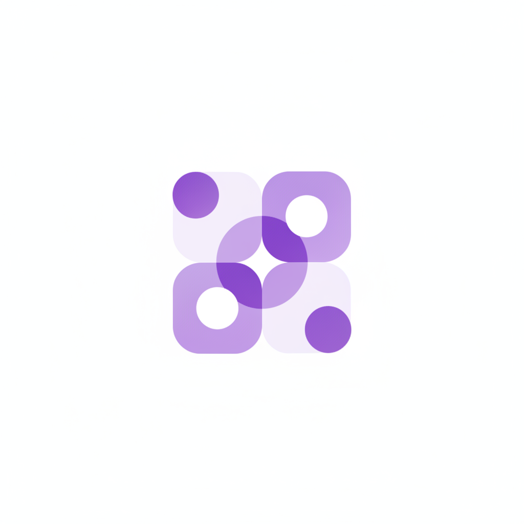 Interlocking geometric shapes forming a unified whole in purple and lavender gradients, representing customer data attributes forming a complete profile.
