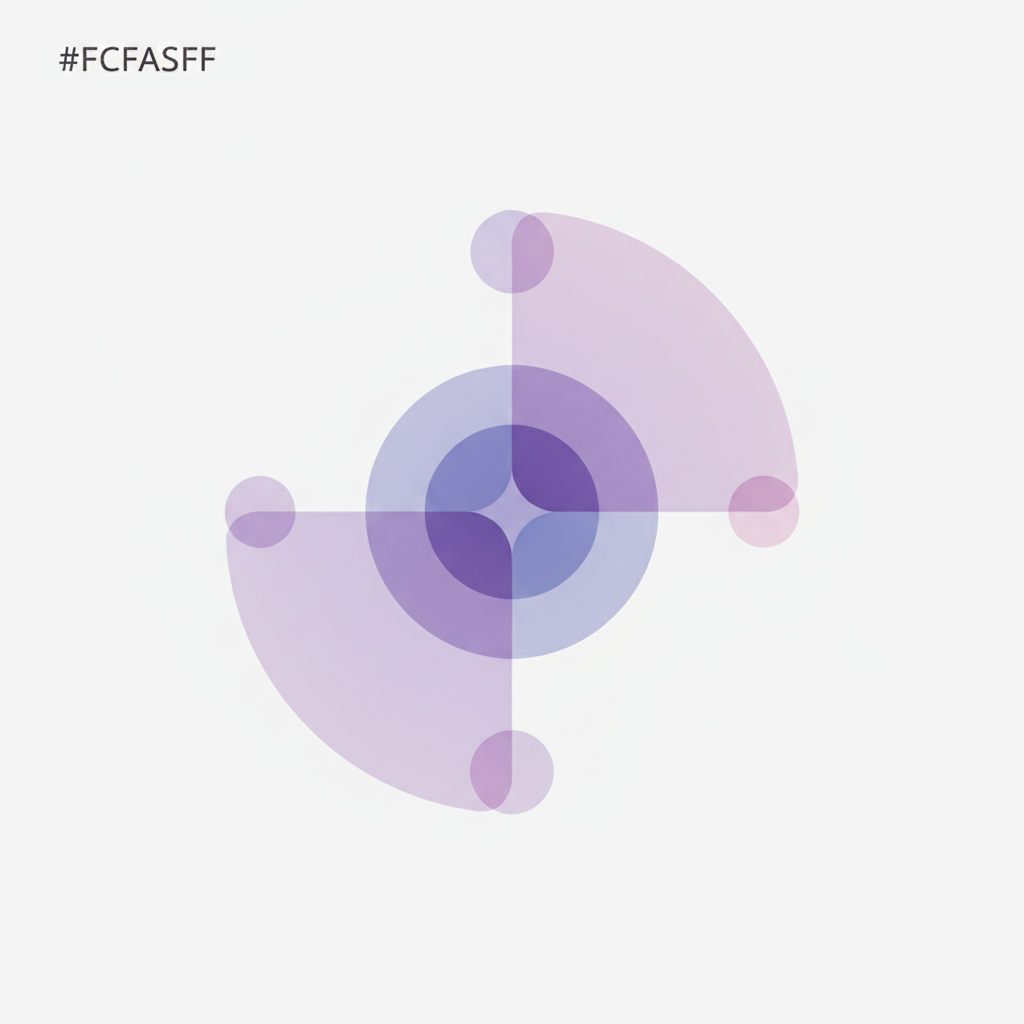 Soft overlapping circles in pastel tones with purple accents, representing accurate baby clothing size matching across different growth stages.